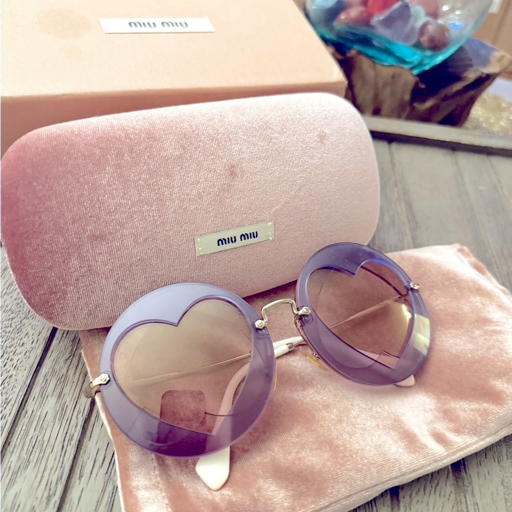 Miu Miu Purple Round Heart ❤️ Female Sunglasses